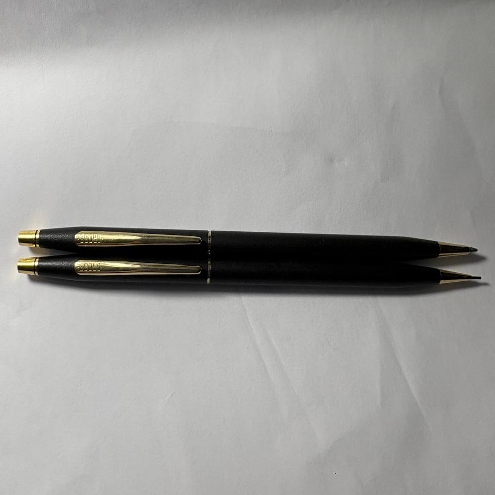 Cross ( Blue Ink)  Ball Point Pen and Mechanical Pencil Set — Black And Gold - Picture 2 of 4